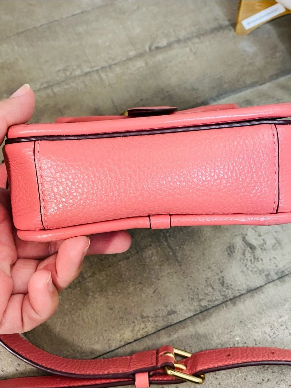 Coach Lonnie North South Crossbody Bag Pink Signature Jacquard Pebble Leather